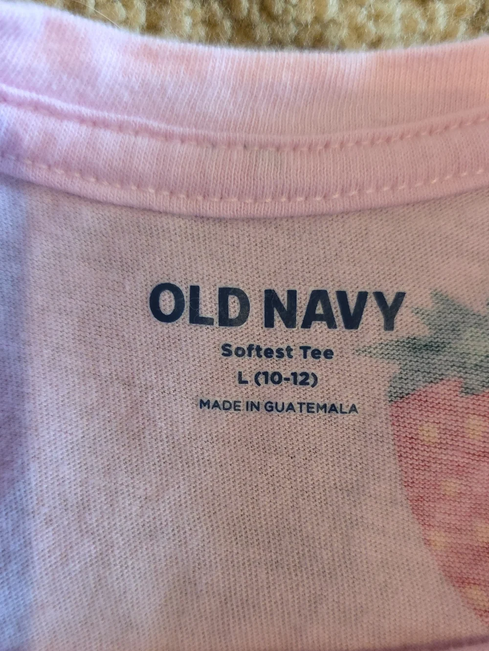 Old Navy Pink Strawberry-Print Short Sleeve Tee